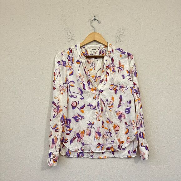 ZADIG & VOLTAIRE Tink Jac Cut Flowers Blouse V-Neck Multicolor - Picture 1 of 11